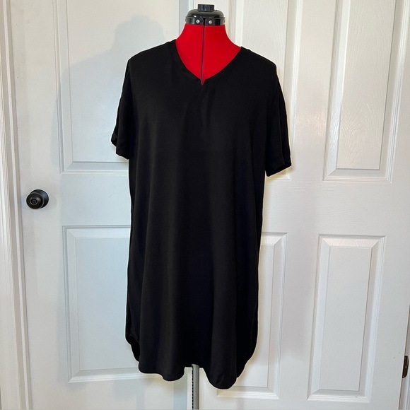 Bella Dahl Black Short Sleeve Rayon Shift Dress Large - Picture 1 of 7